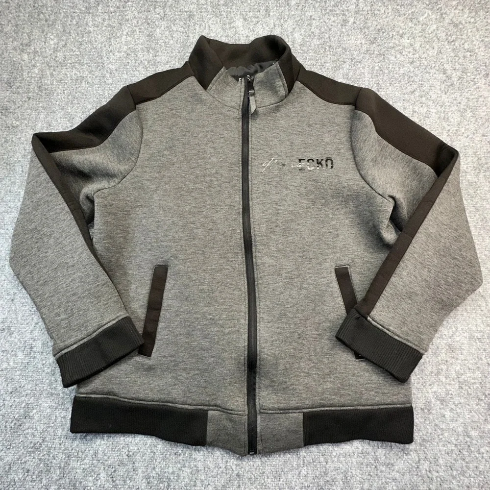 Marc Ecko Track Jacket Mens XL Gray Black‎ Full Zip Mock Neck Cut & Sew